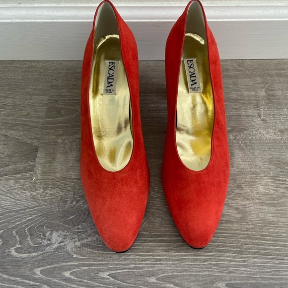Escada Red Heels Suede Classic - Picture 1 of 7